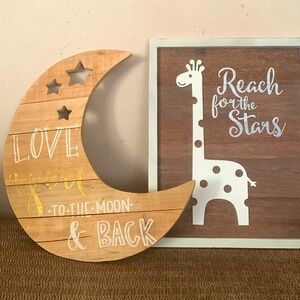 Baby Room Wall Decor Giraff and Moon: Reach for the Stars, Love you to T…